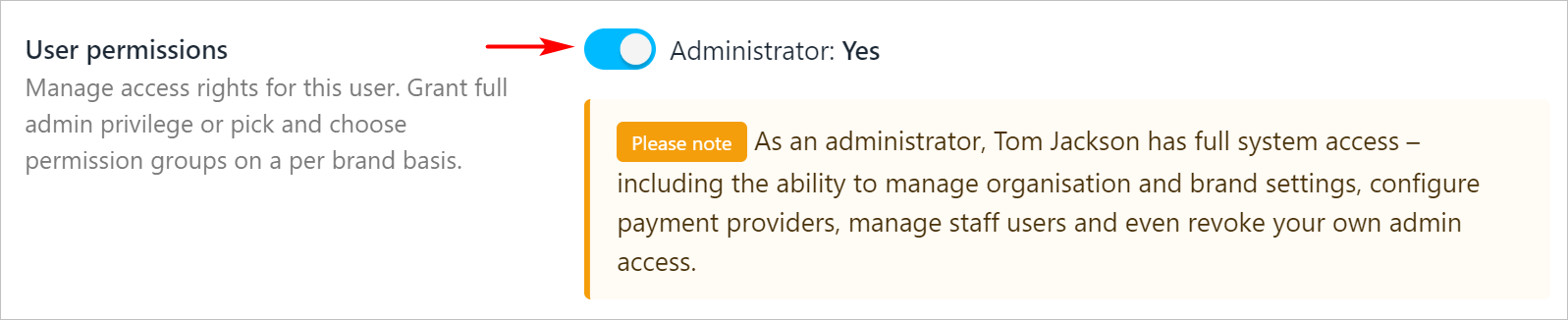 Assign Admin permissions
