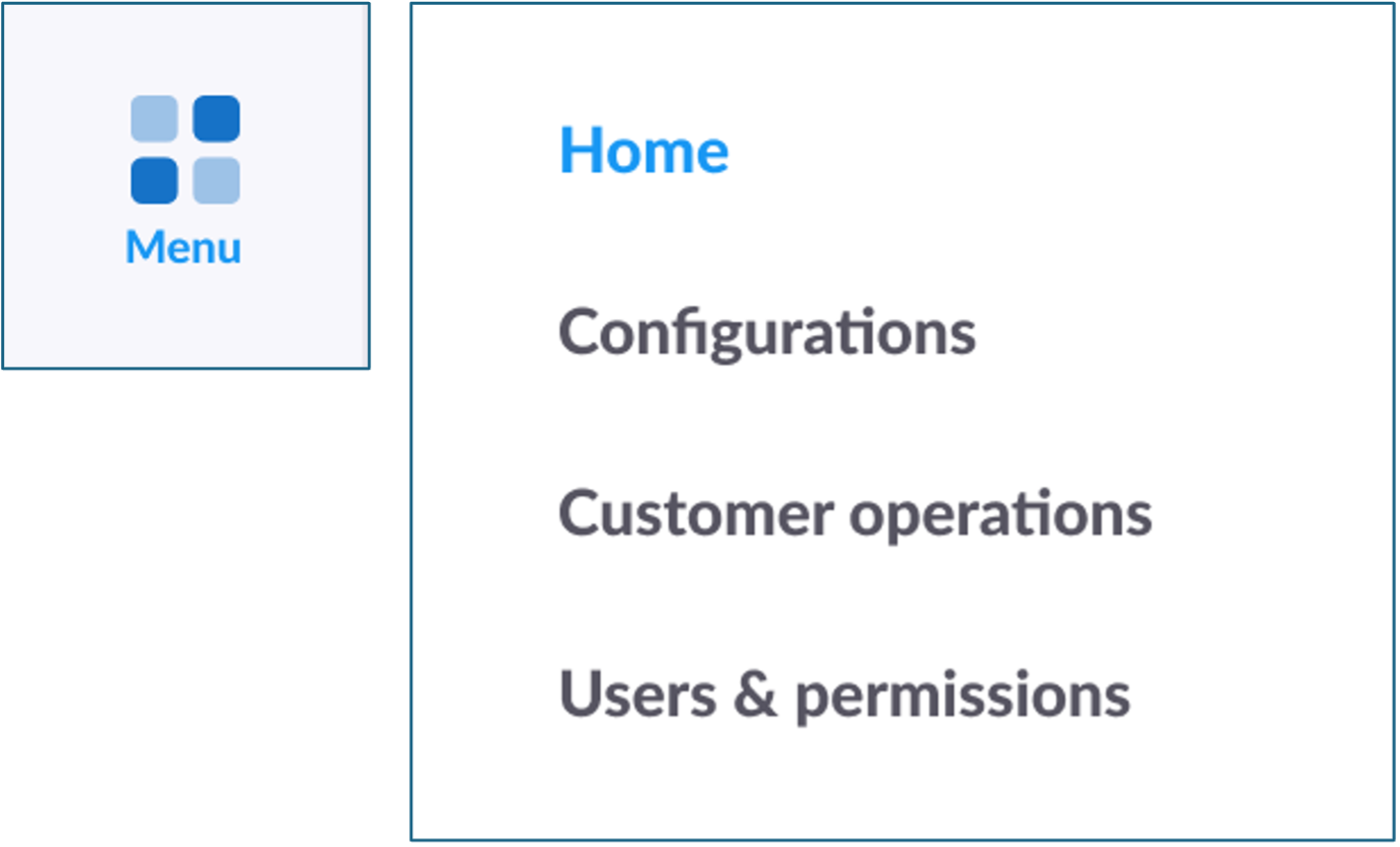 Control Center main menu