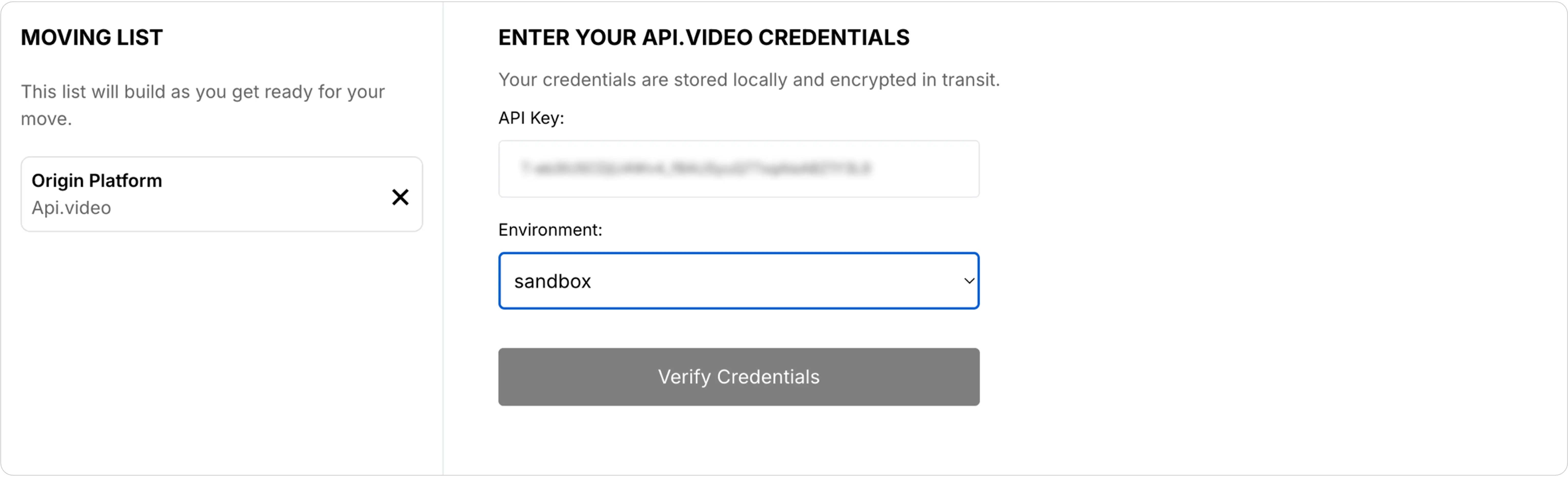 Source credentials validation