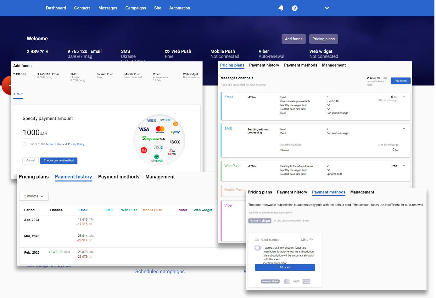 Dashboard section