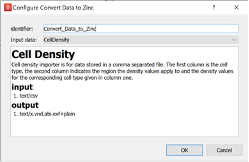 Figure 4. Correct configuration of the _Convert Data to Zinc_ step