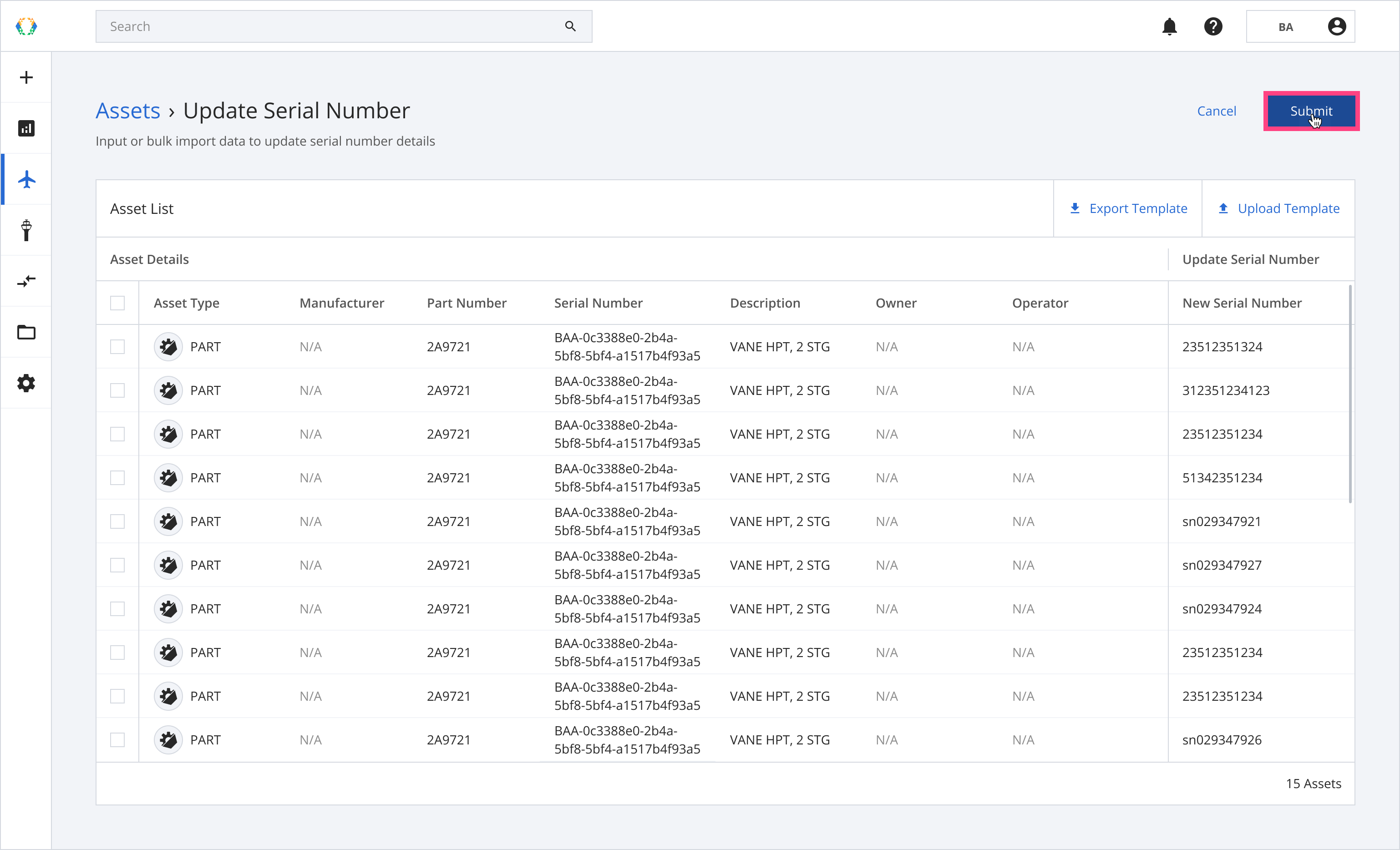 Submit updated data