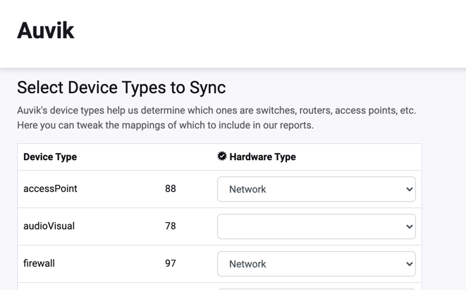 Sync Settings Auvik