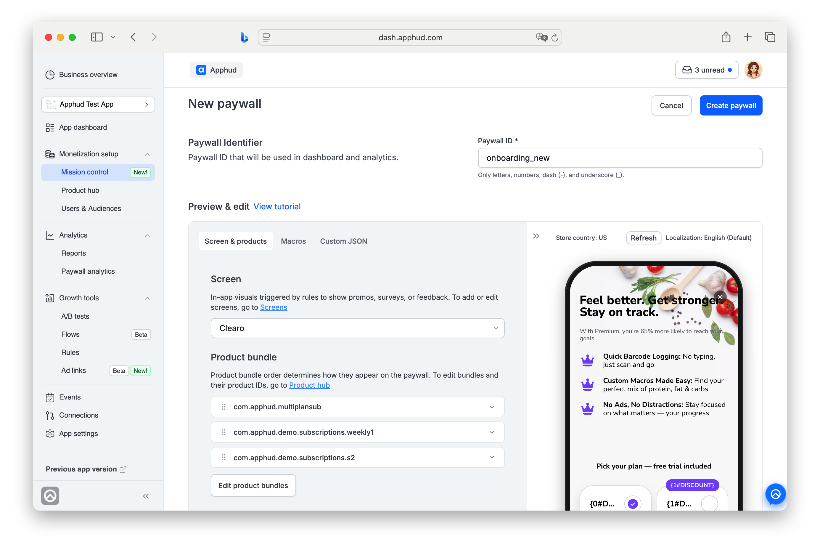 Paywalls - Paywall with screen and product bundles