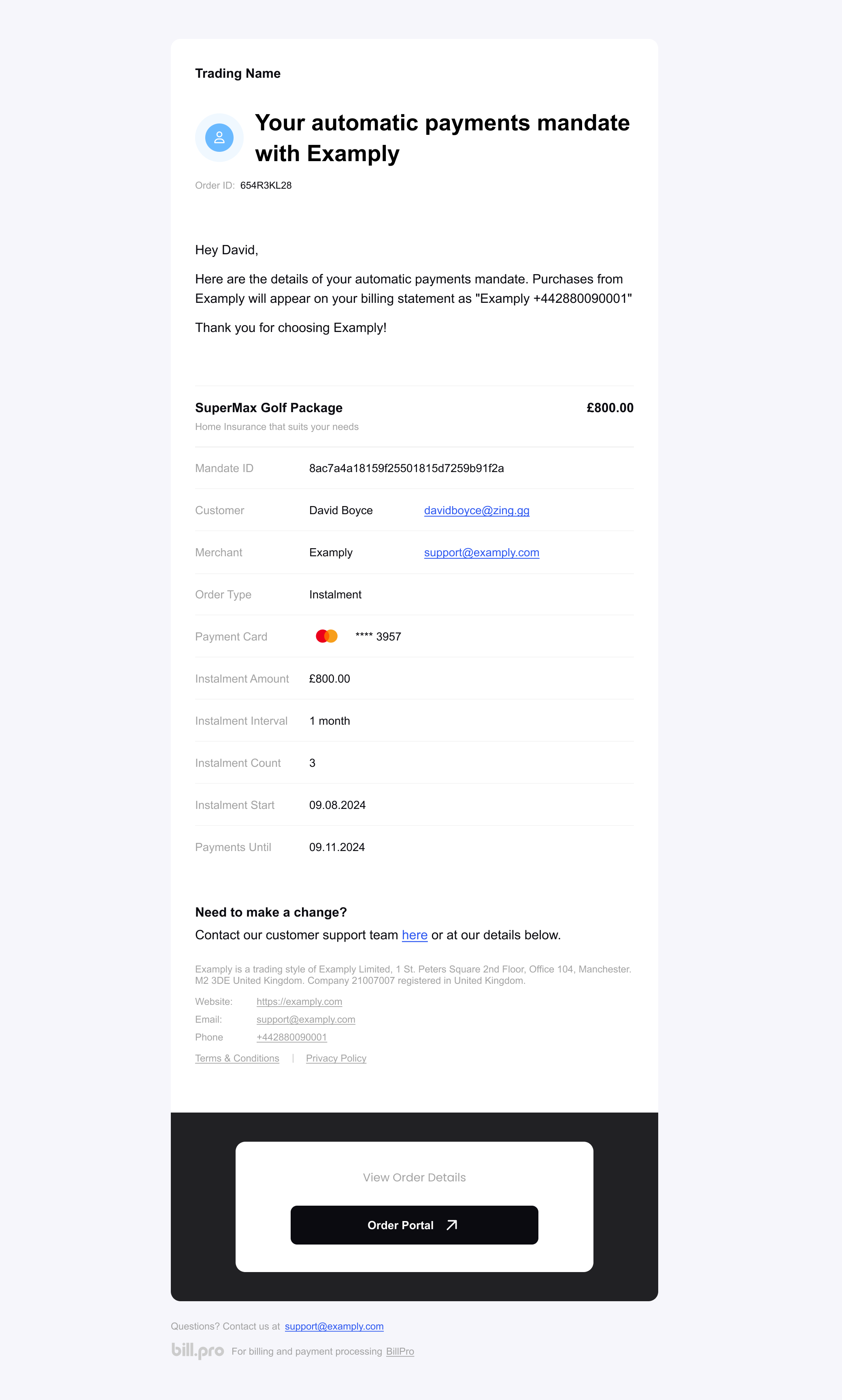 The mandate agreement email