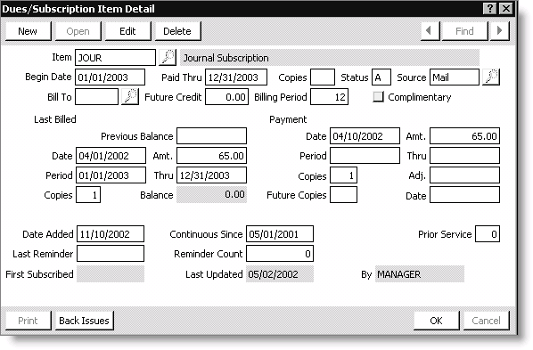 Example of Begin Date calculation for non-dues billing run