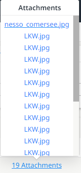 Listed attachments to a ticket