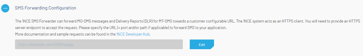 Configuration of the SMS Forwarding Service.
