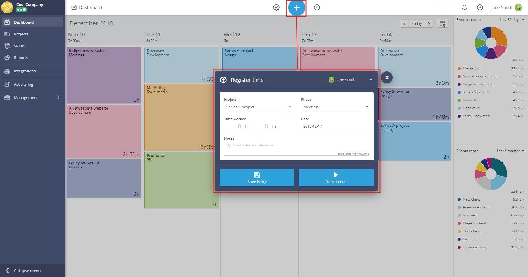 How to track time in Timeneye