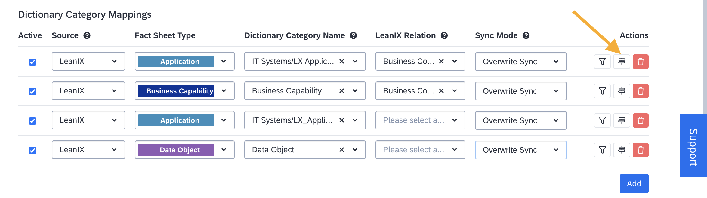 Click the Field Mapping Icon to Open the Settings