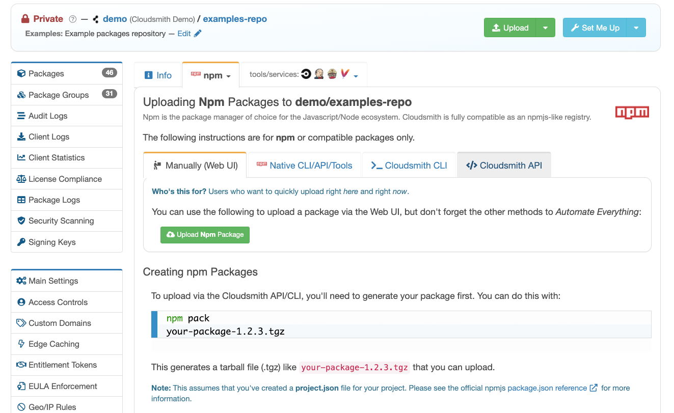Package Format Upload Page