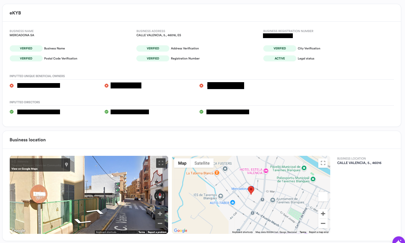 eKYB single session dashboard results