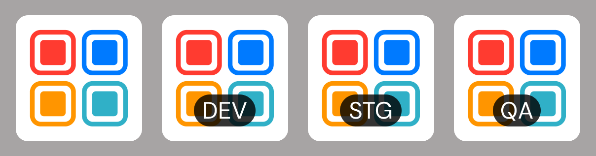 Sample app icons for lower level pre-production environments