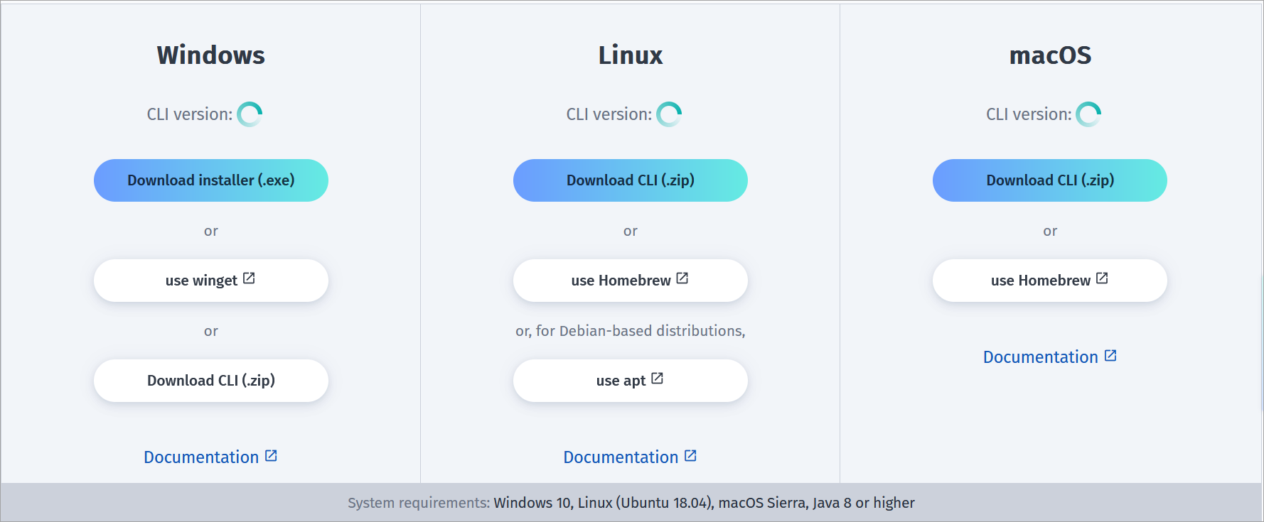 OLP CLI installation options