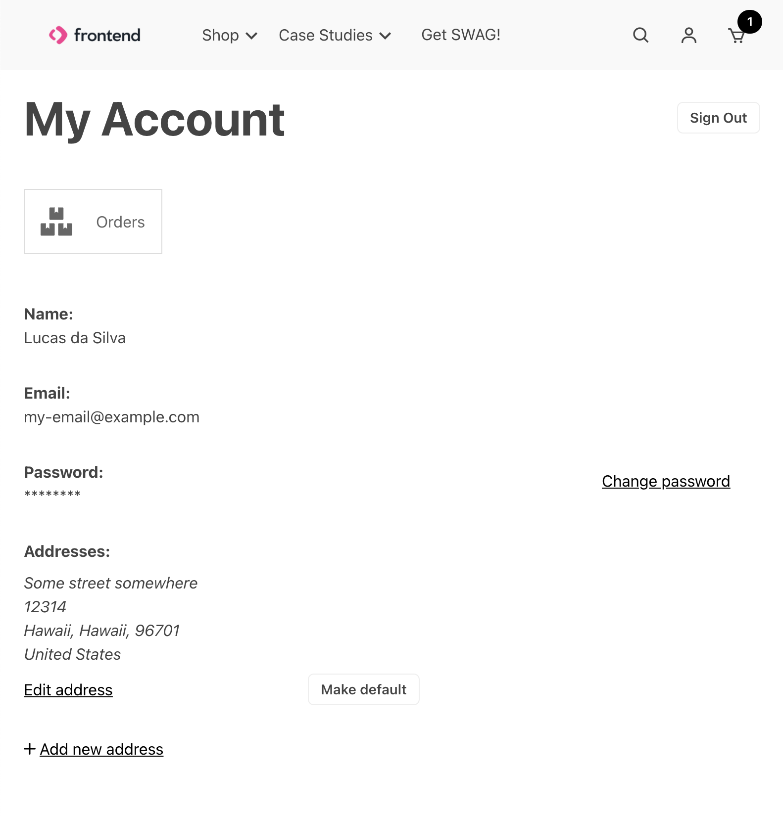 Account page example