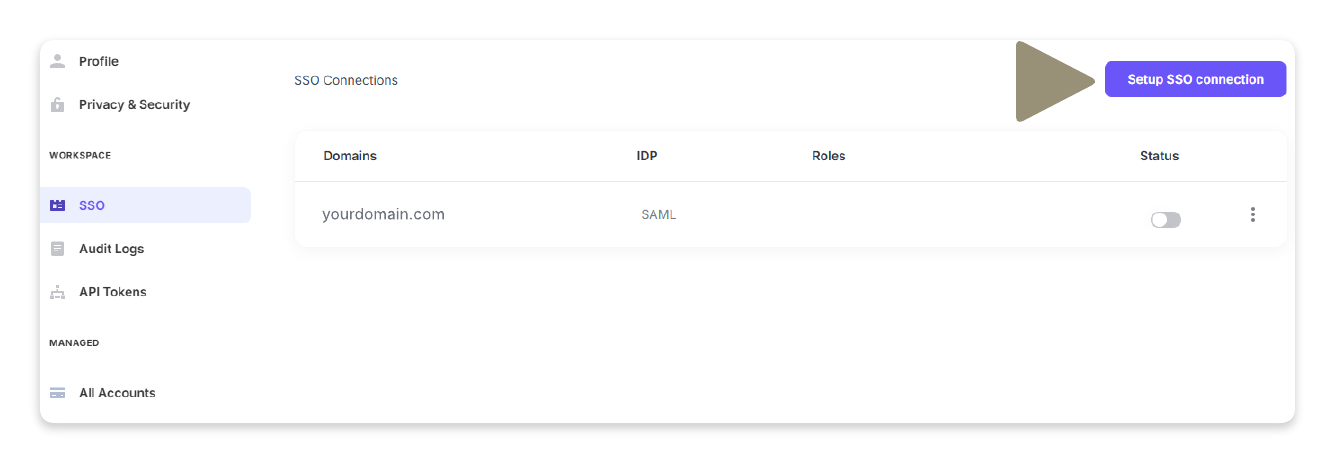 Screenshot of the SSO section.