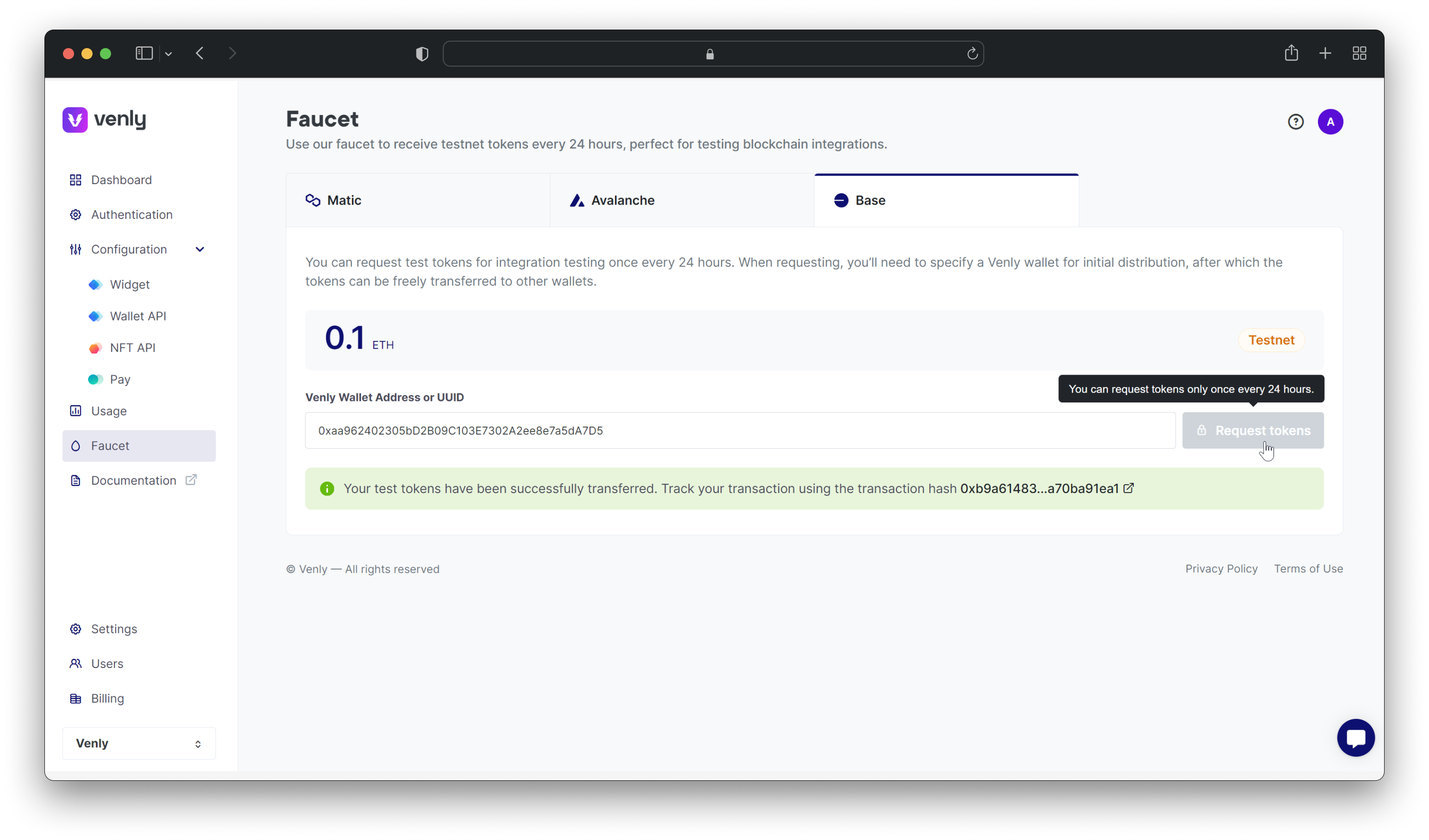 Request BASE testnet tokens