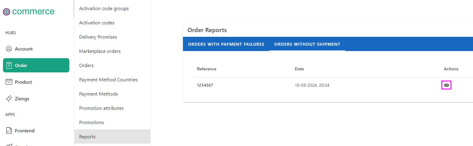 Orders reporting - Orders without shipment view