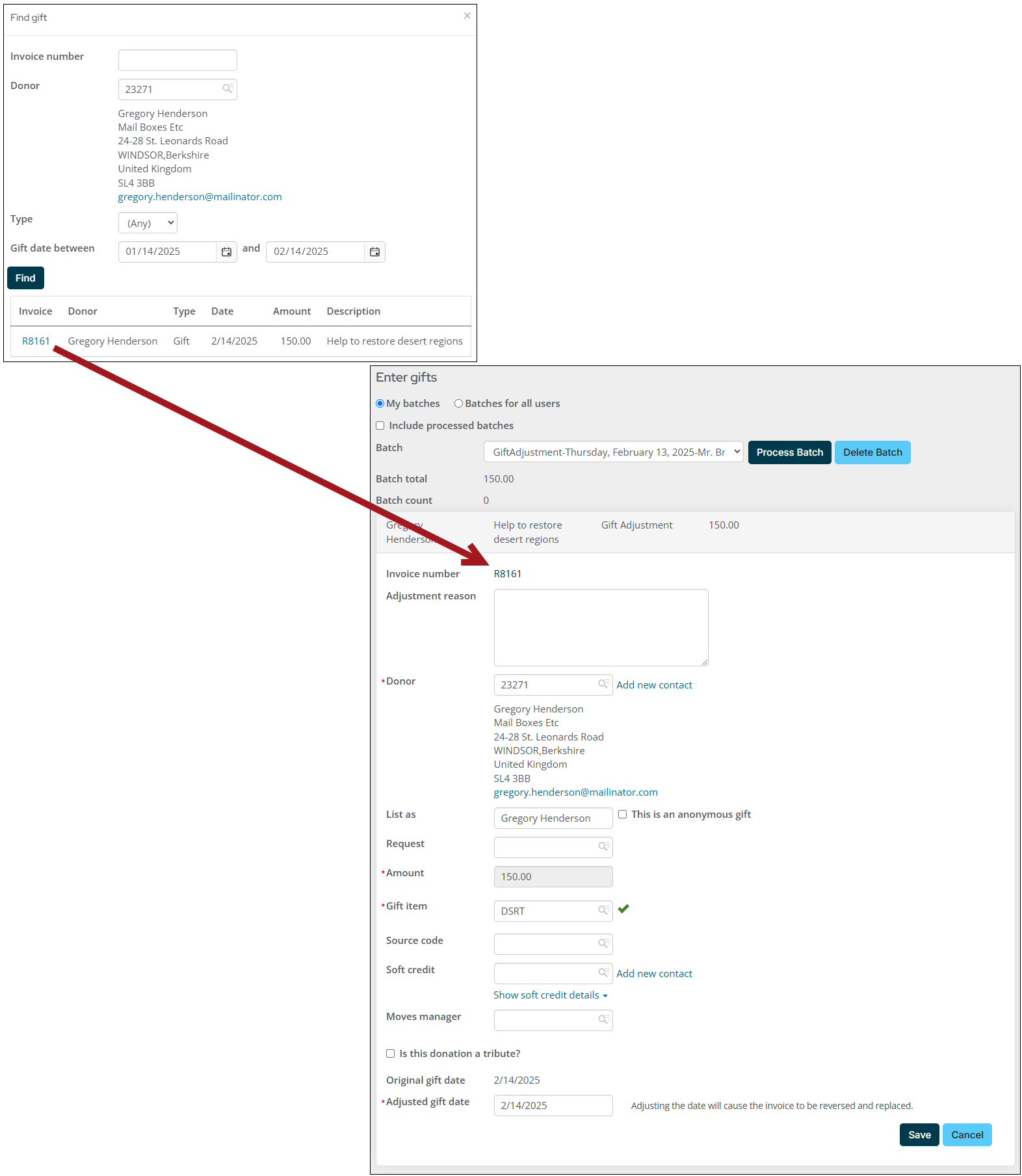 Opening the invoice