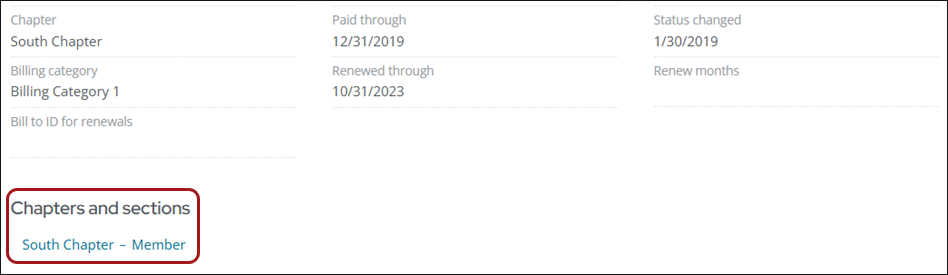 Viewing chapters and sections from an account page