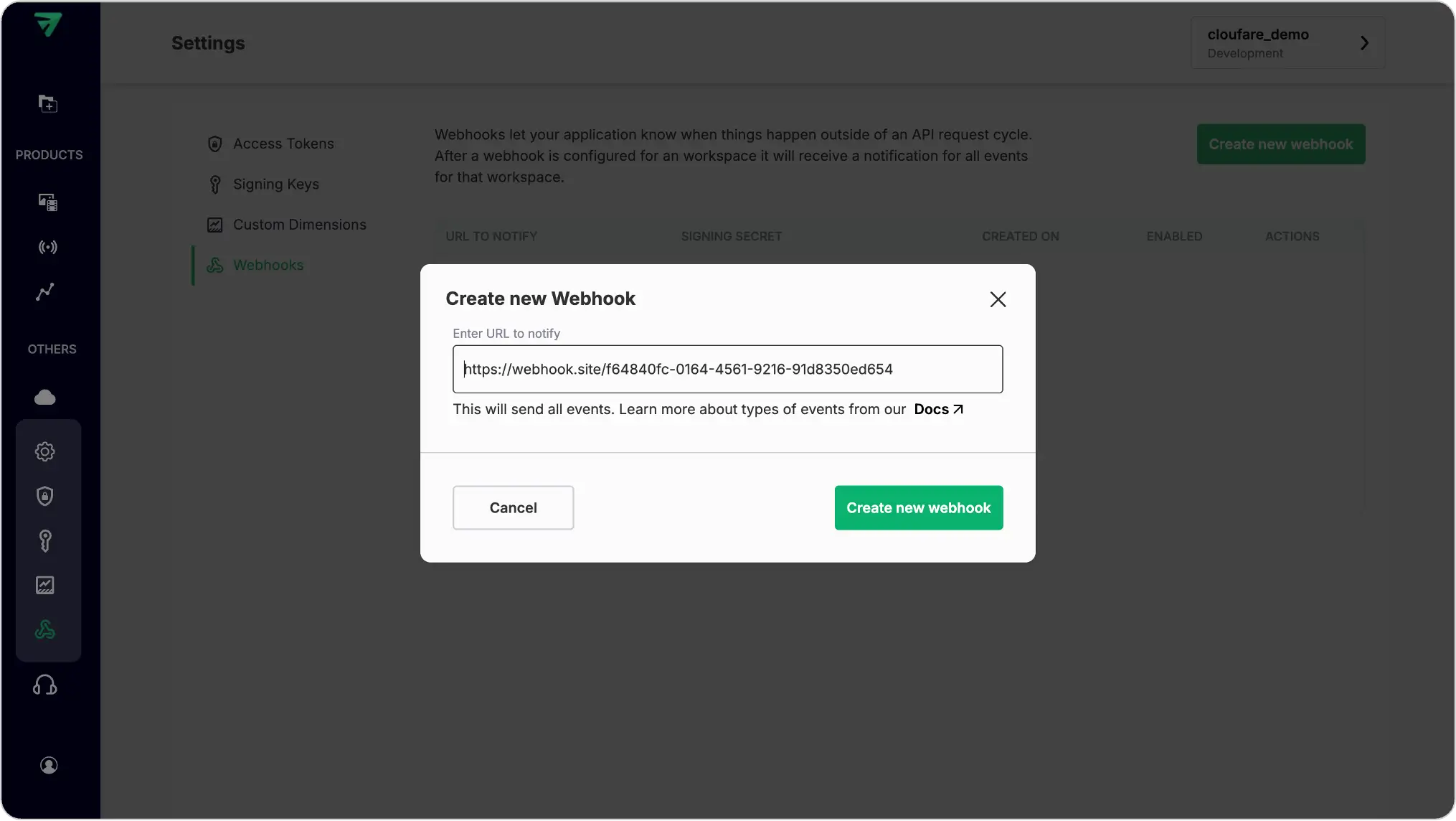 Configure webhook endpoints