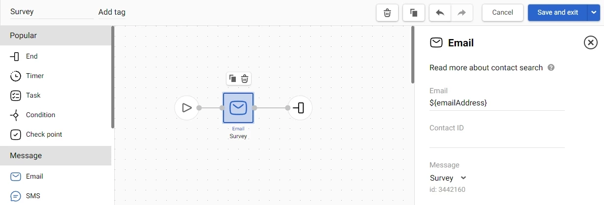 Workflow with the email block