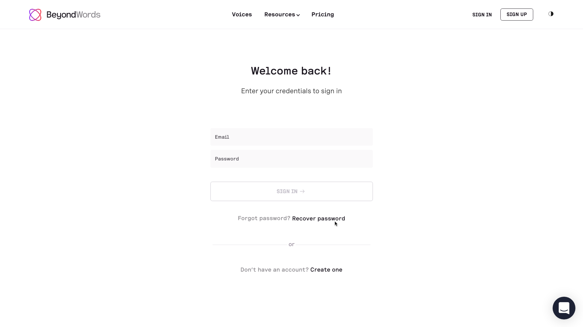 Recover password - BeyondWords.png