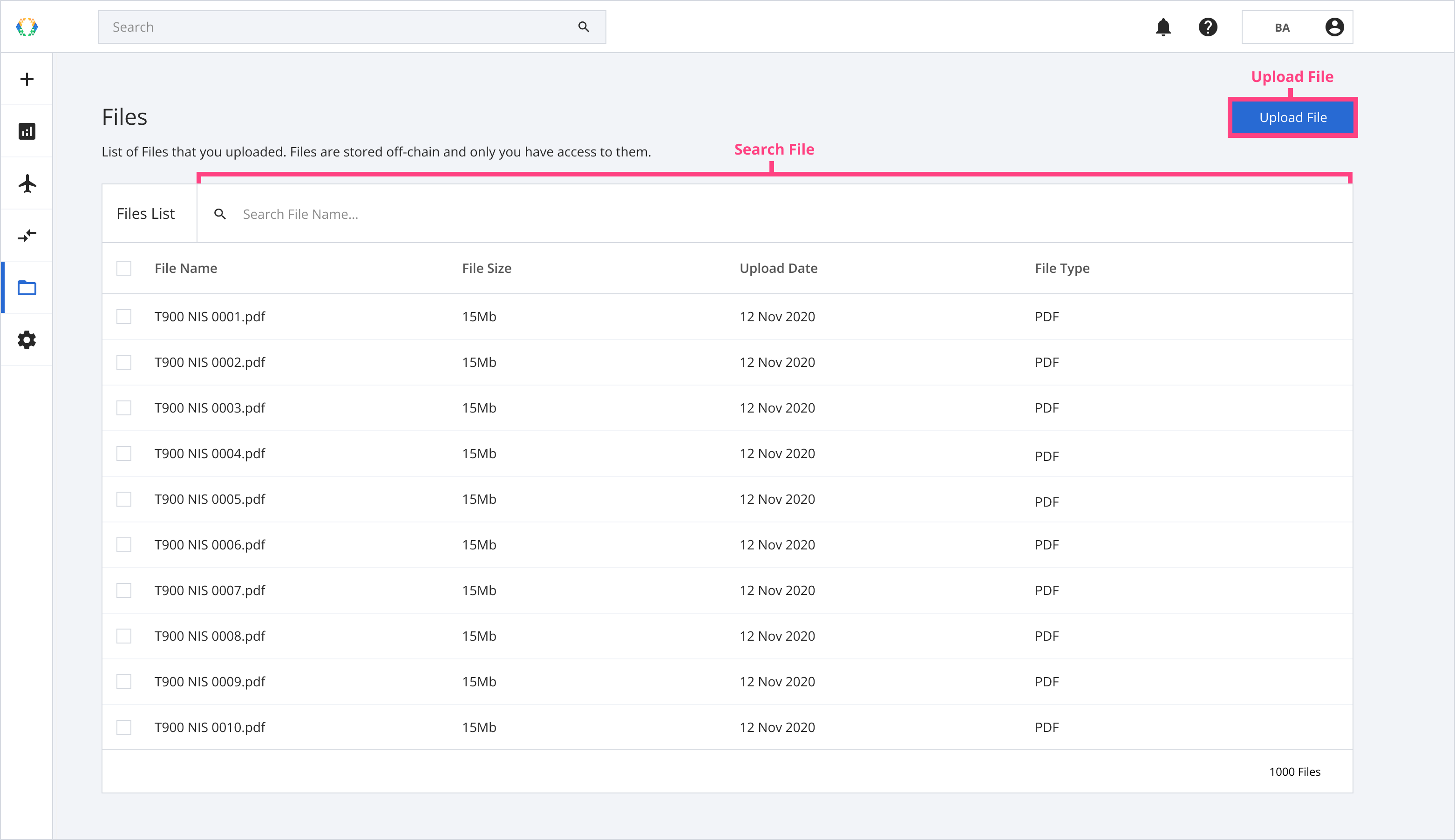 File manager layout