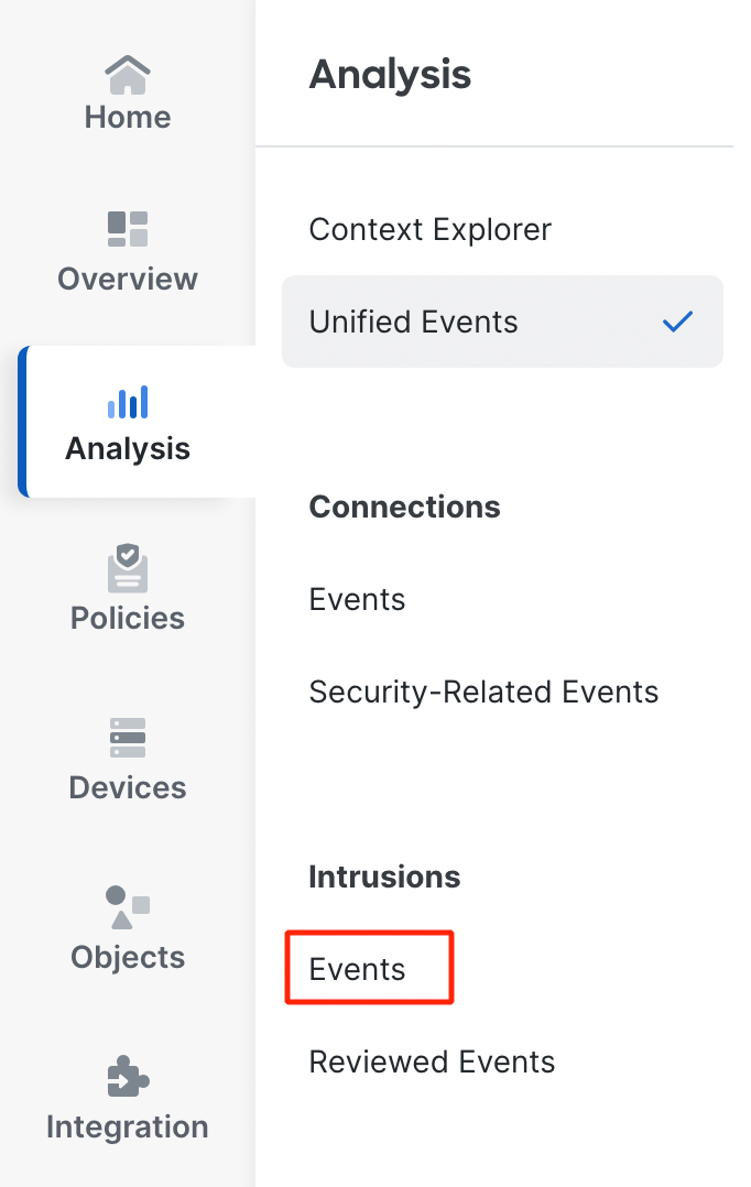 Navigating to Intrusion events