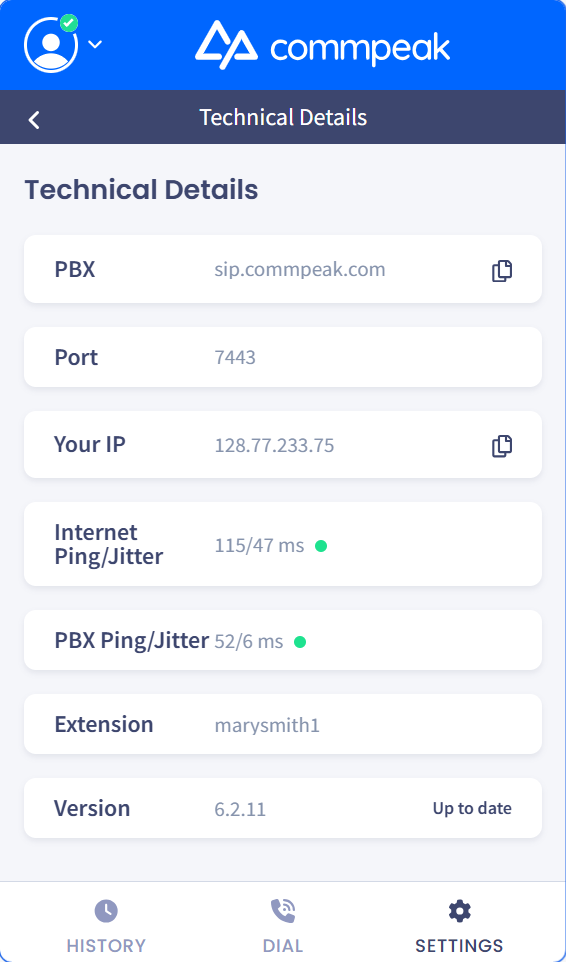 Screenshot of the Technical Details section