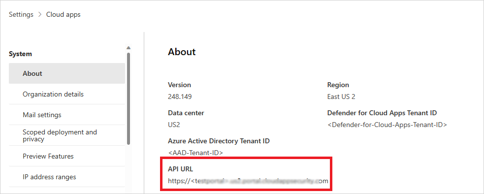 Copying the API URL Value