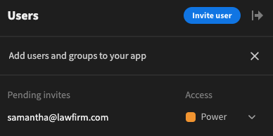 Pending invite for Ellen

 







In the time before a user accepts their invitation, you still have the option to update their access level to any application on your tenant.