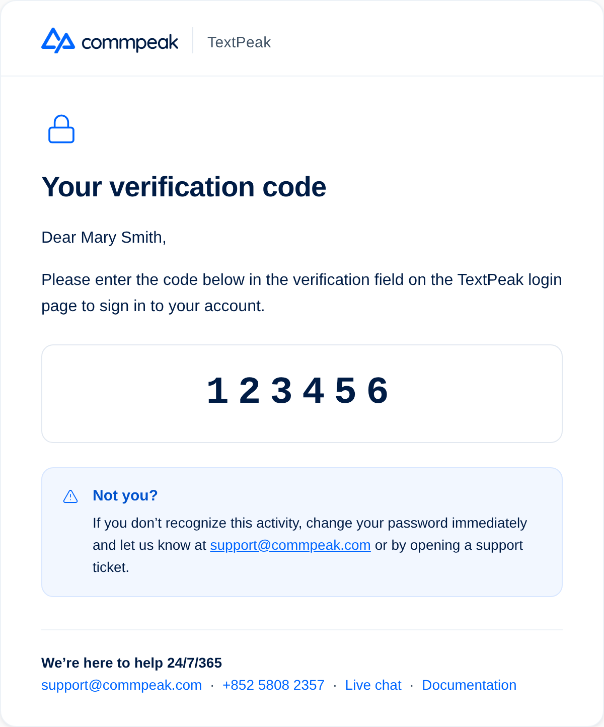 Screenshot with the email verification details