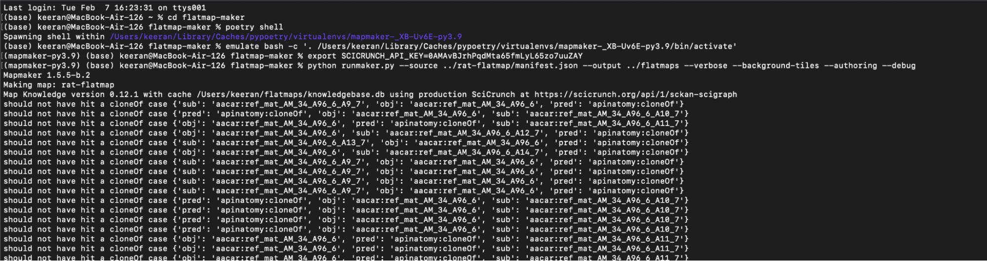 Figure 23: Running mapmaker with the required and optional arguments. See the Mapmaker installation section for more details.