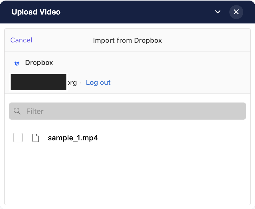 Sample Dropbox browser for file upload
