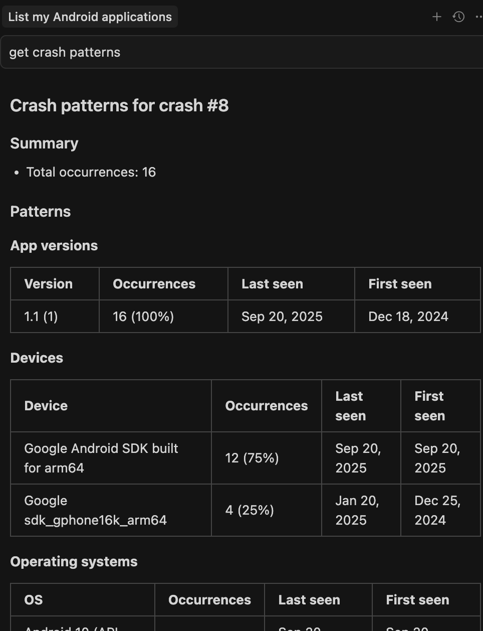 Luciq MCP Server in Cursor - Crash Patterns