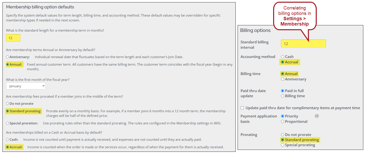 Defining the default options
