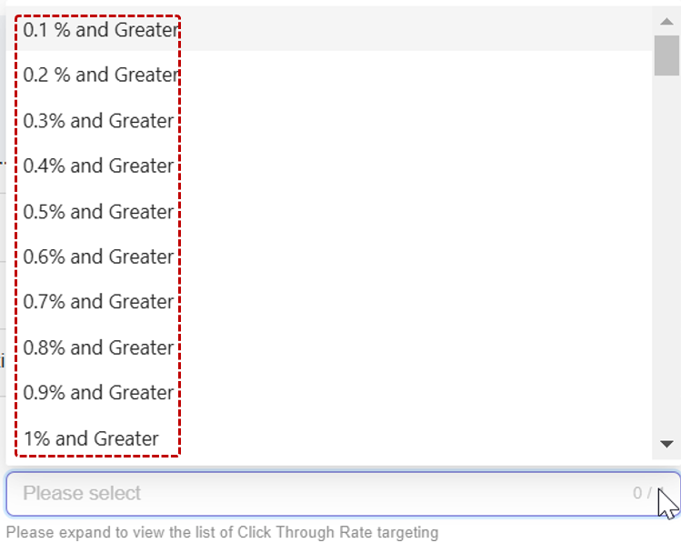 **Select Click Through Rate option**