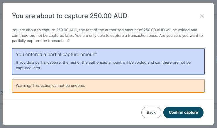 Capture transaction confirmation screen