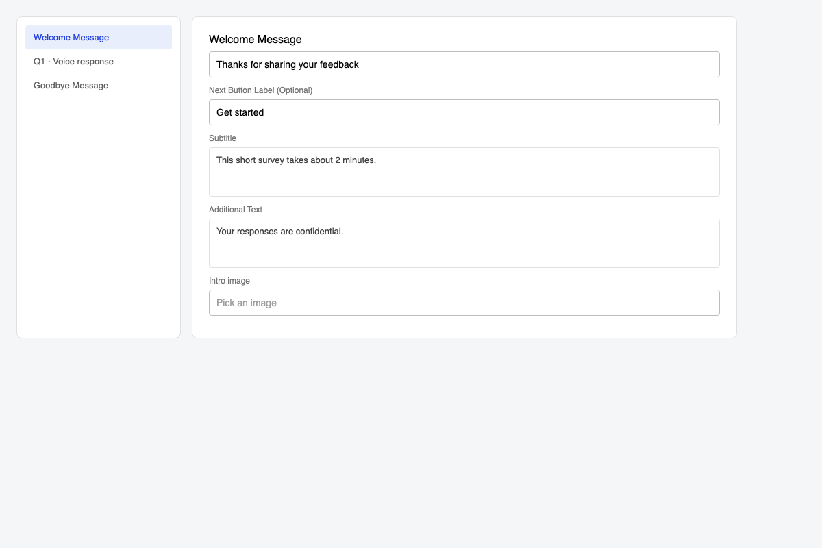 Welcome Message editor