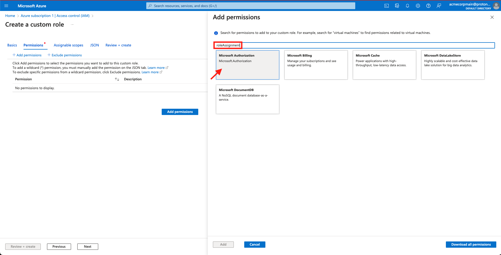 Search for and select 'Microsoft Authorization'