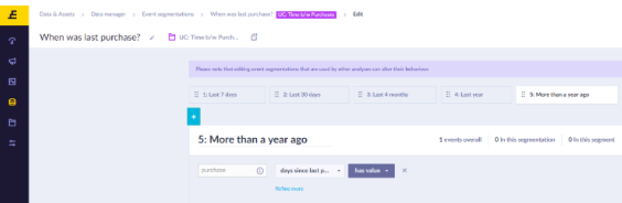Event segmentation last segment set to more than a year ago