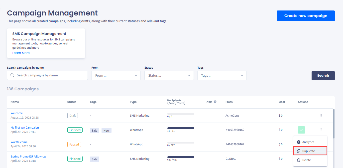 Screenshot of the Duplicate control