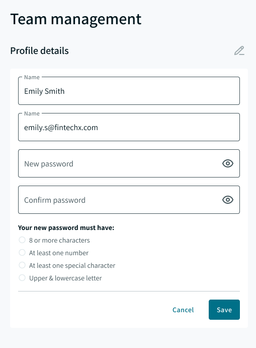 Enter and confirm your new password
