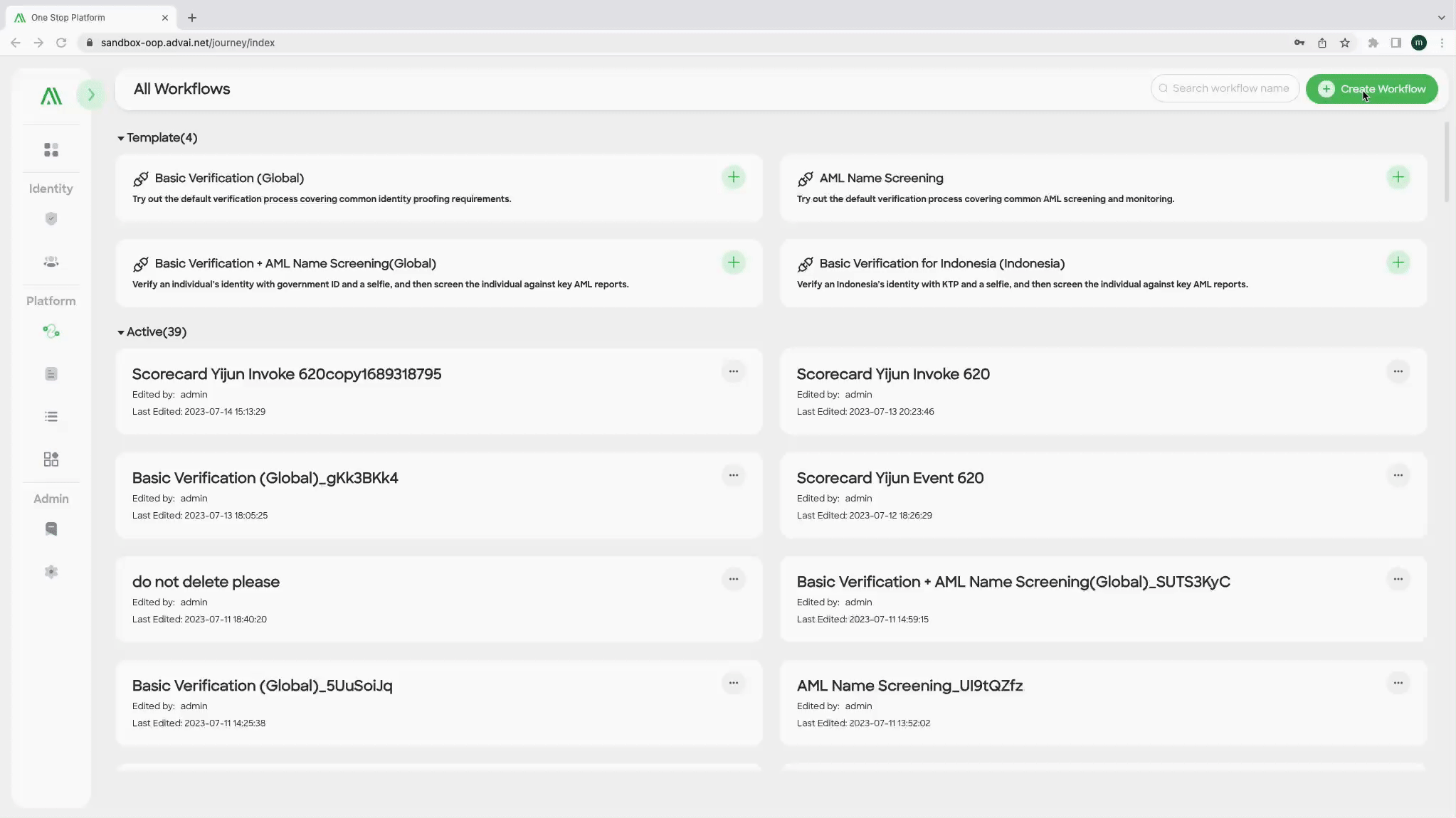 Figure 2- The pop-up window for creating a workflow