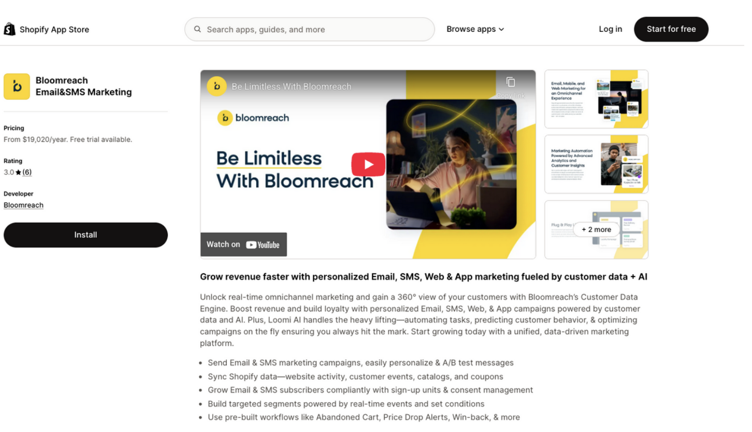 Shopify App Store with Bloomreach app