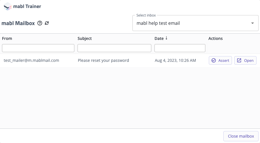 Testing emails in the Trainer