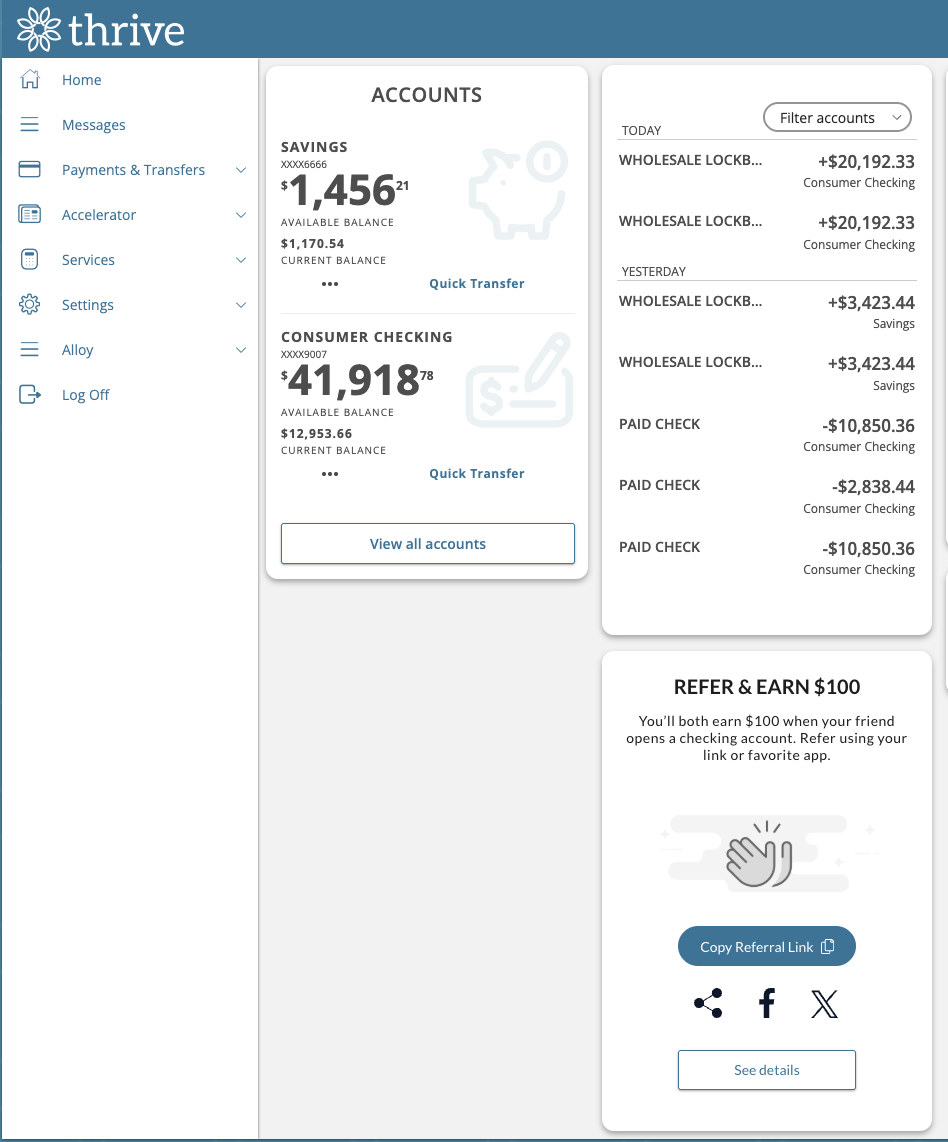 The content block icnludes several native sharing options. Clicking on "See details" takes the user to a referral microsite thats embedded into online banking via SSO (see below.)