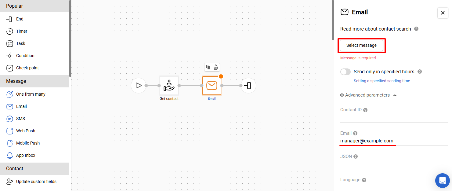 Notify the manager about the contact transition