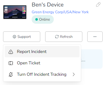 Report Incident drop down menu item.